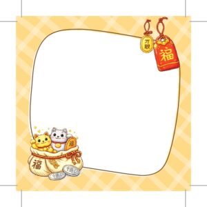กระดาษโน้ตแมวกวักนำโชค | ลายมงคลสไตล์ญี่ปุ่น