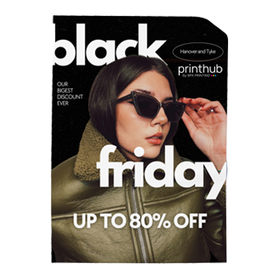โปสเตอร์โปรโมชั่น Black Friday สำหรับร้านค้าและธุรกิจ SME ออกแบบสไตล์แฟชั่นโมเดิร์น รองรับงานพิมพ์ออนไลน์ผ่าน BPK Printhub